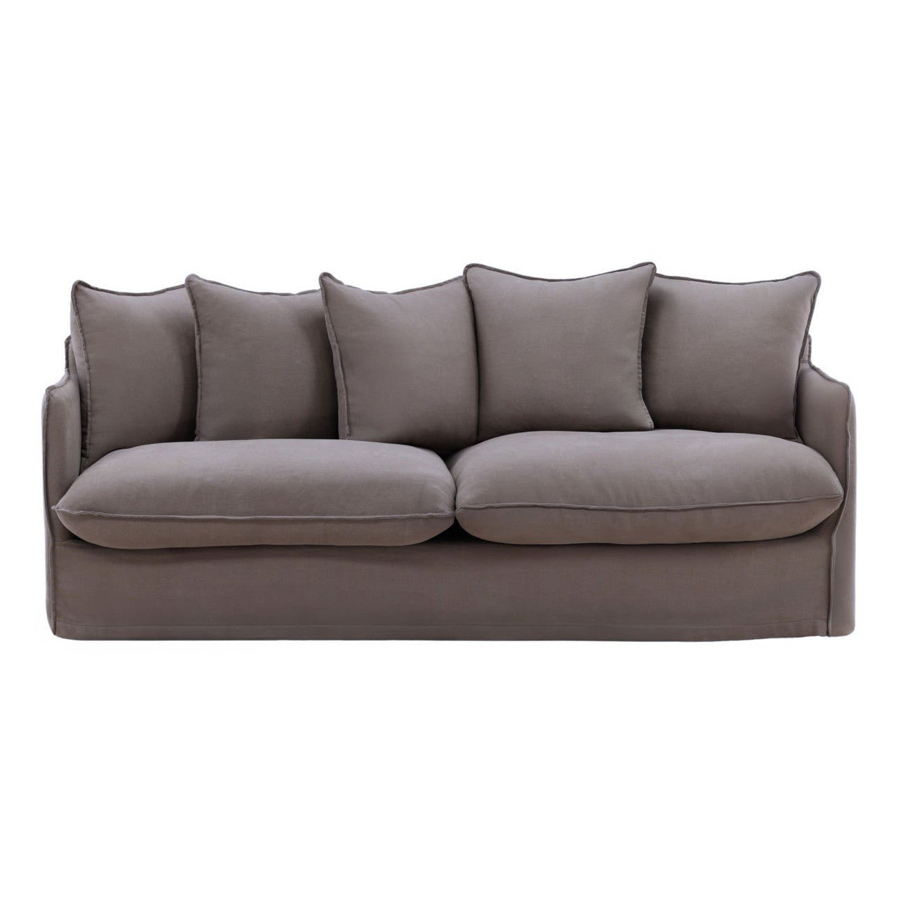 Coastal Gray Linen Upholstered Slipcovered Sofa 83"