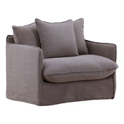 Coastal Gray Linen Upholstered Slipcovered Chair 41"