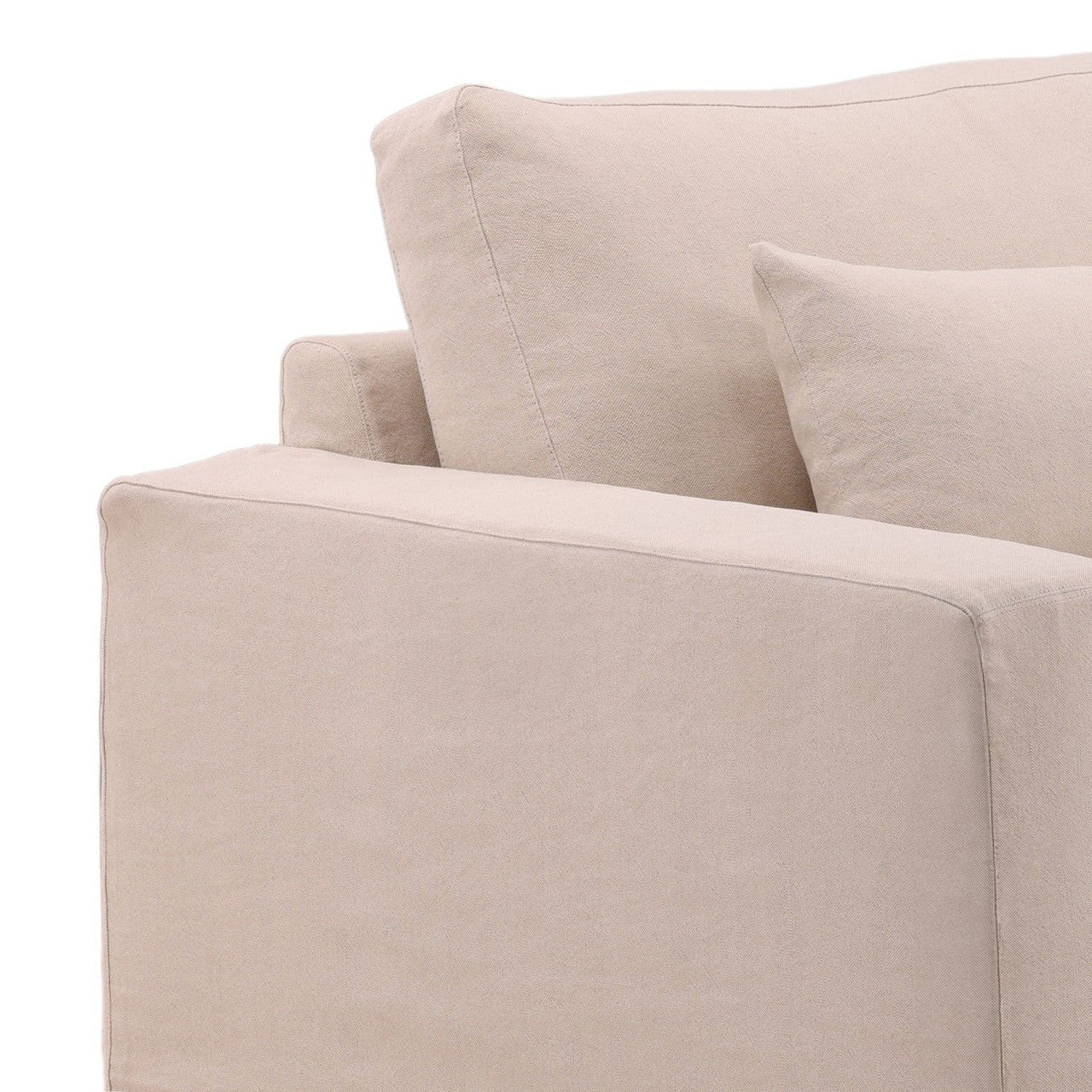 Modern Natural Linen Slipcovered Track Arm Sofa 93"