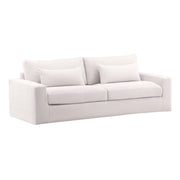 Modern White Linen Slipcovered Track Arm Sofa 93"
