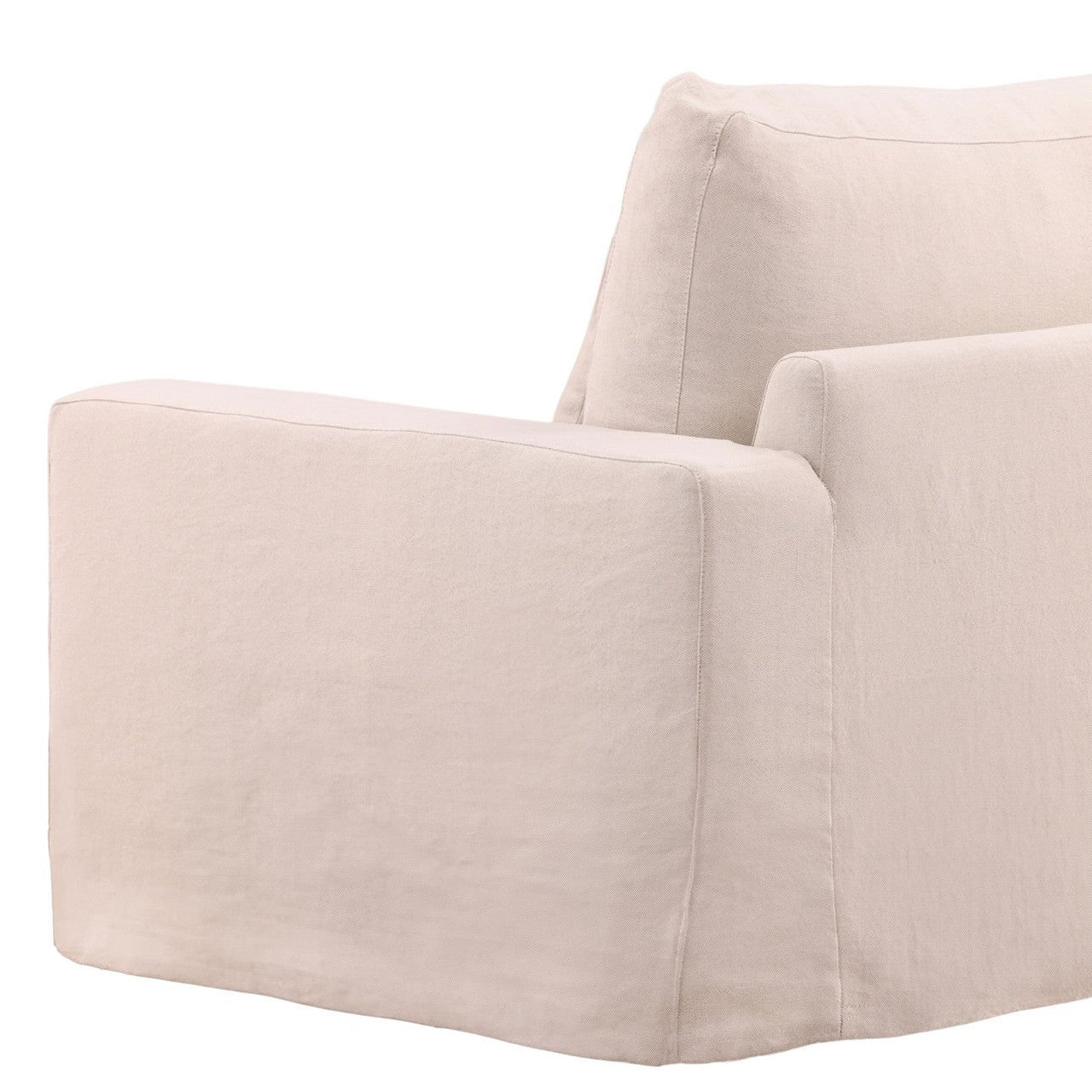 Modern Natural Linen Slipcovered Track Arm Chair 50"