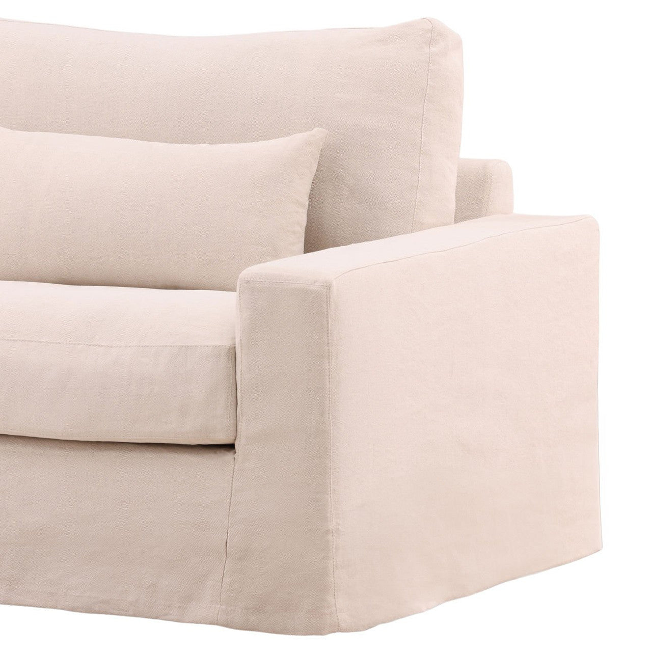 Modern Natural Linen Slipcovered Track Arm Chair 50"