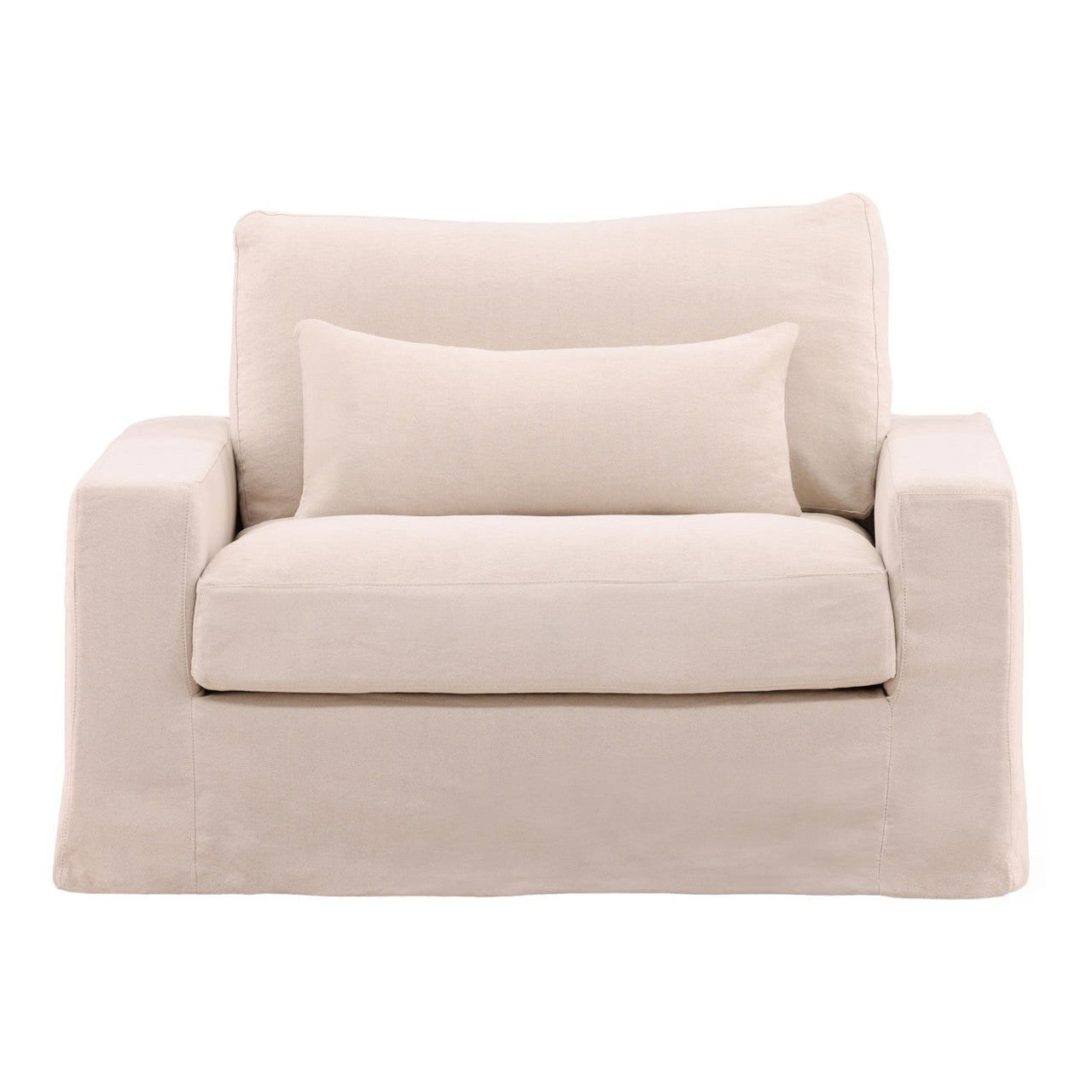 Modern Natural Linen Slipcovered Track Arm Chair 50"