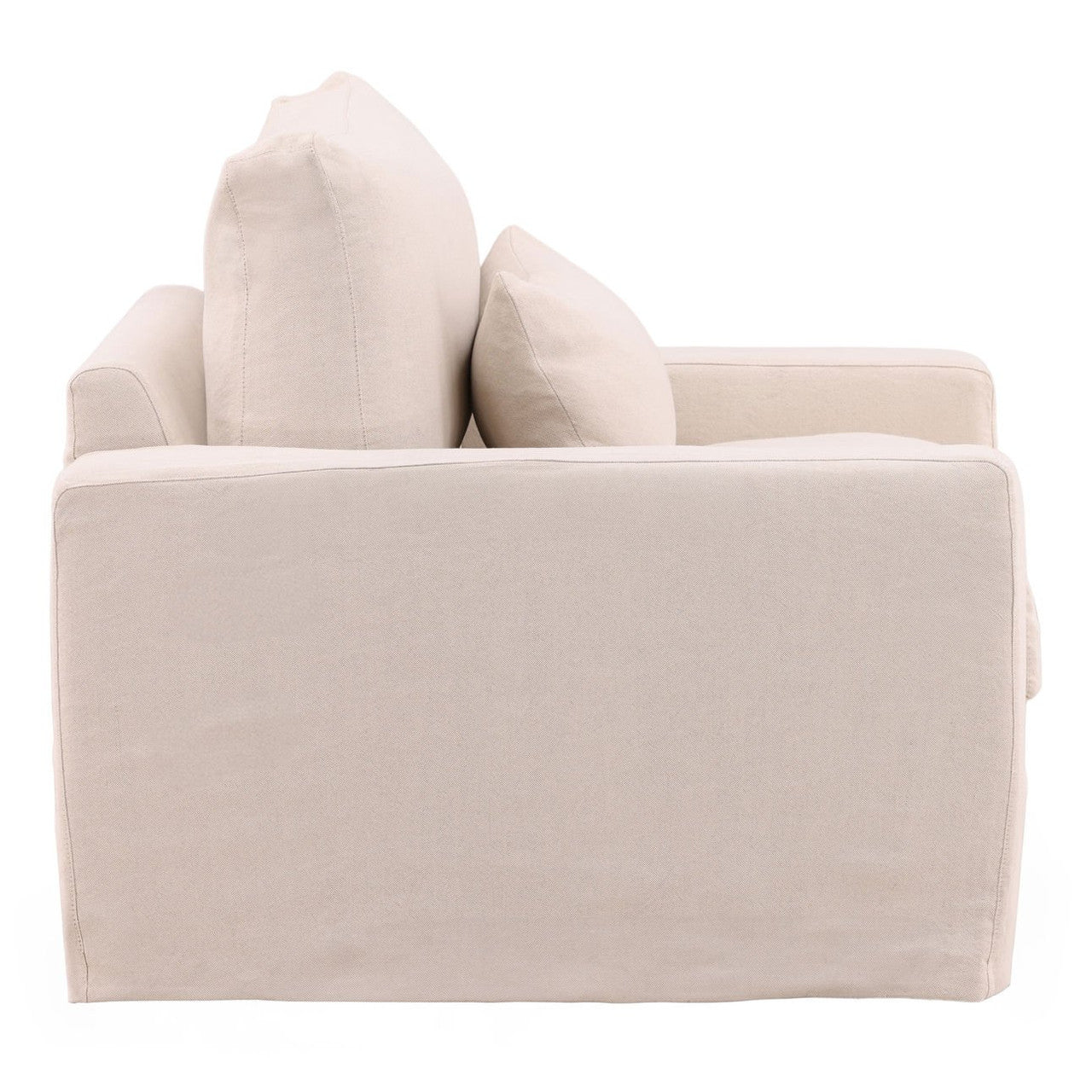 Modern Natural Linen Slipcovered Track Arm Chair 50"