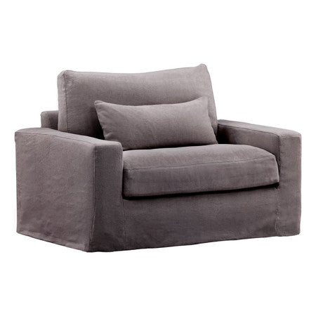 Modern Gray Linen Slipcovered Track Arm Chair 50"