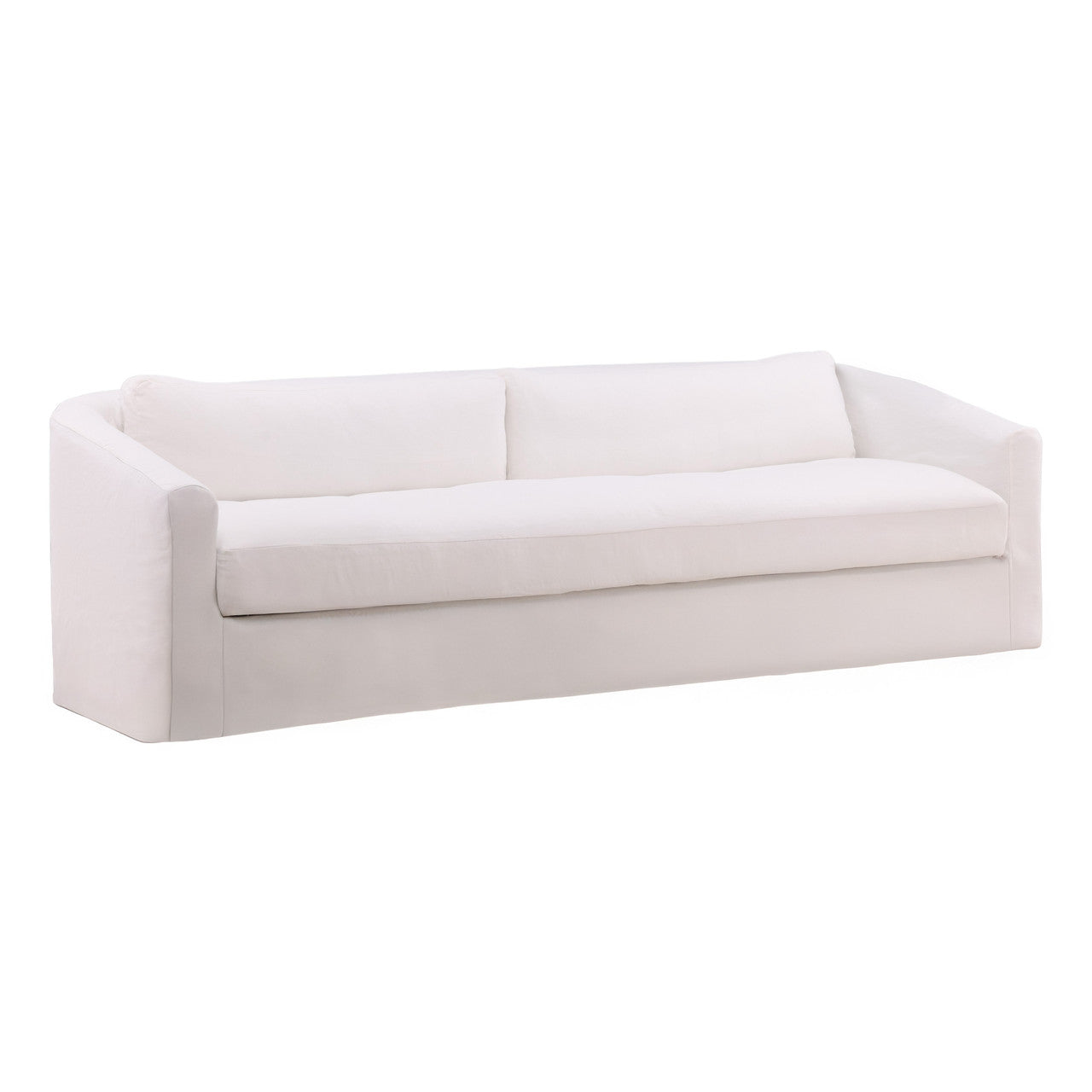 Violeta White Linen Slipcovered Curved Back Sofa 99"