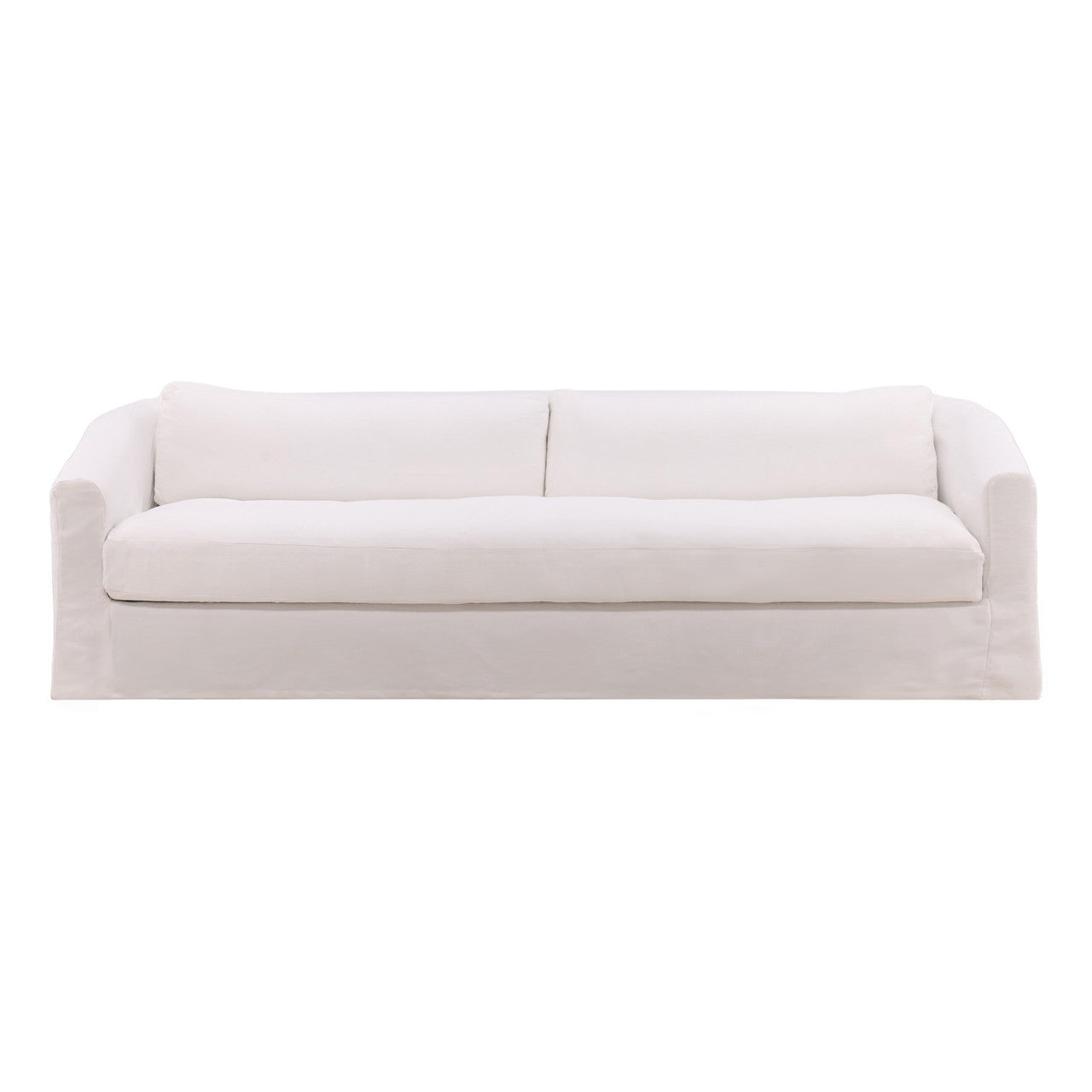 Violeta White Linen Slipcovered Curved Back Sofa 99"