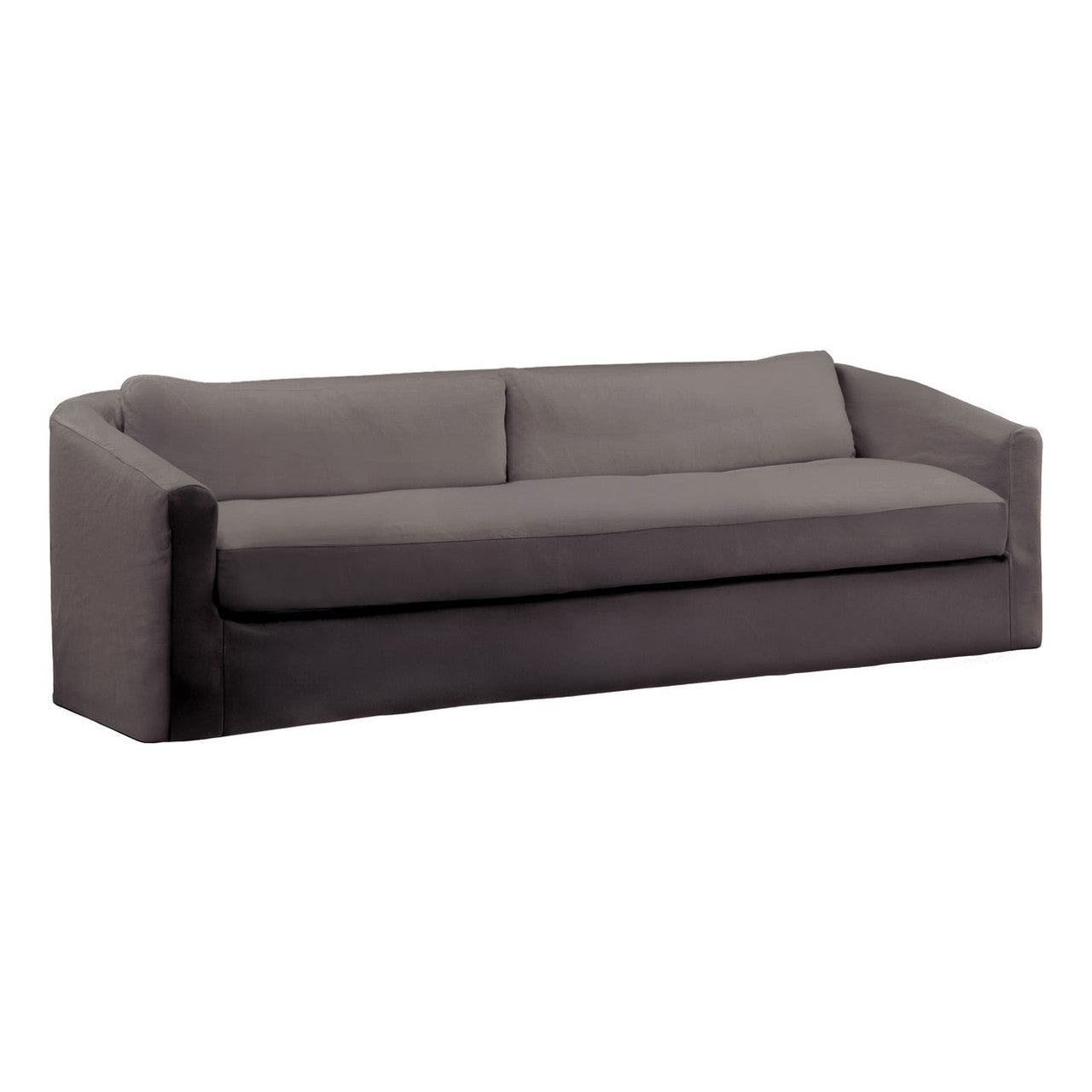 Violeta Stone Gray Linen Slipcovered Curved Back Sofa 99"