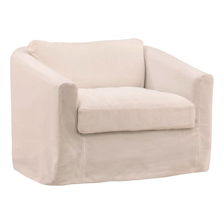 Violeta Natural Linen Slipcovered Curved Back Chair 40"