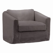 Violeta Stone Gray Linen Slipcovered Curved Back Chair 40"