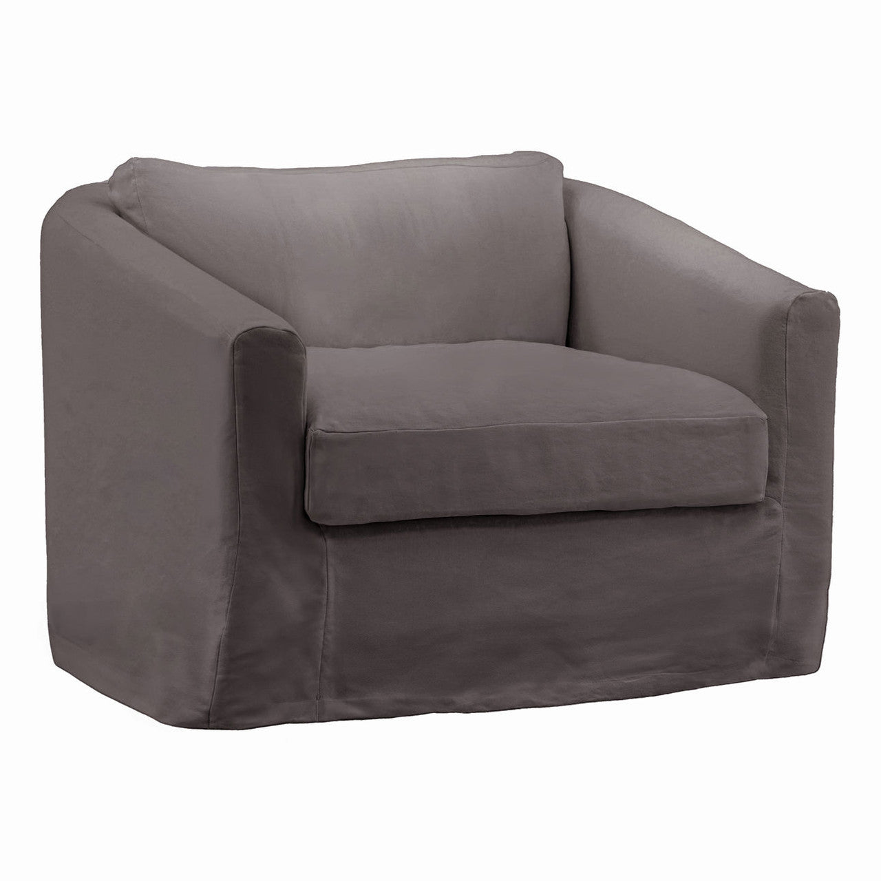 Violeta Stone Gray Linen Slipcovered Curved Back Chair 40"