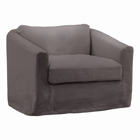 Violeta Gray Linen Slipcovered Curved Back Chair 40"