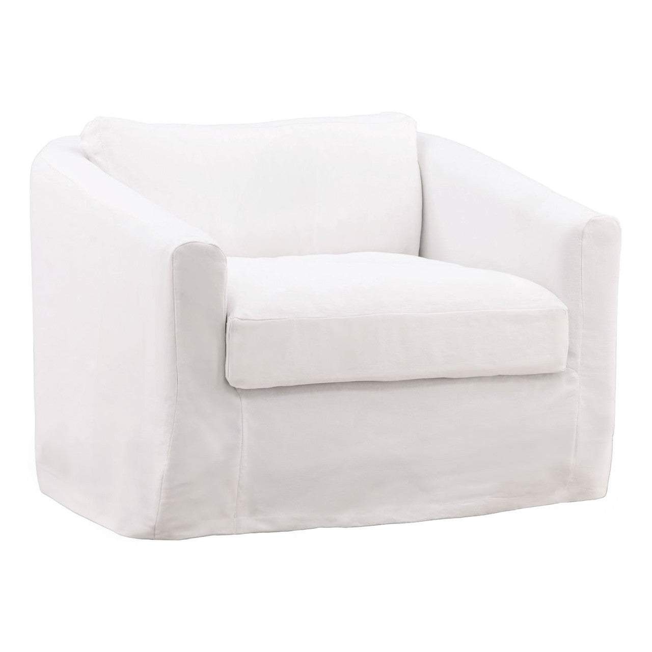 Violeta White Linen Slipcovered Curved Back Chair 40"