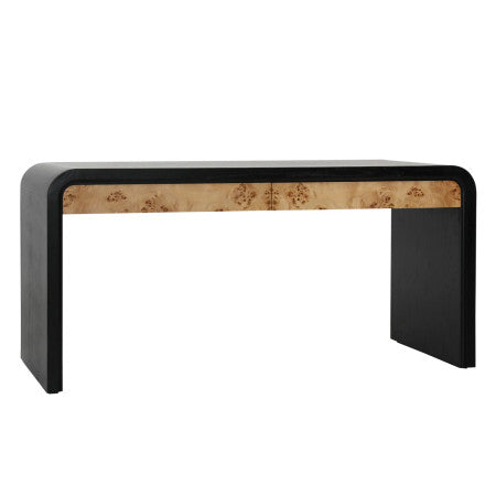 Black And Burl 2-Drawers Executive Desk 63"