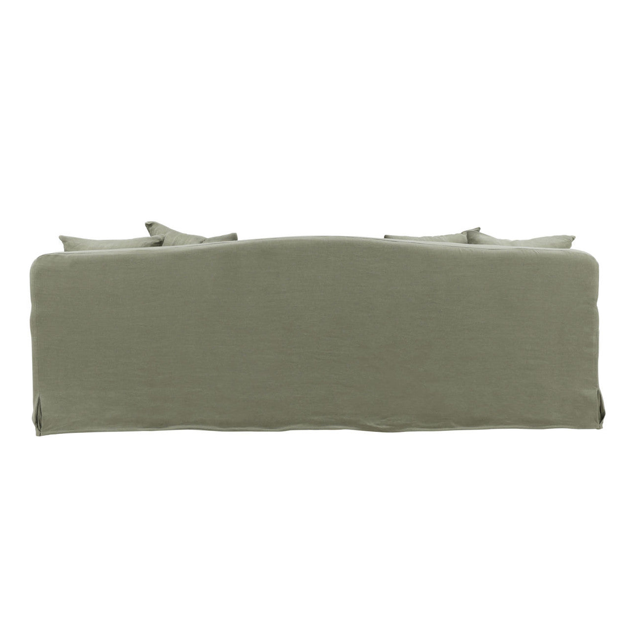 Chelsea Green Linen Slipcovered Camelback Sofa 96"