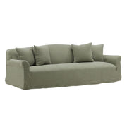 Chelsea Green Linen Slipcovered Camelback Sofa 96"