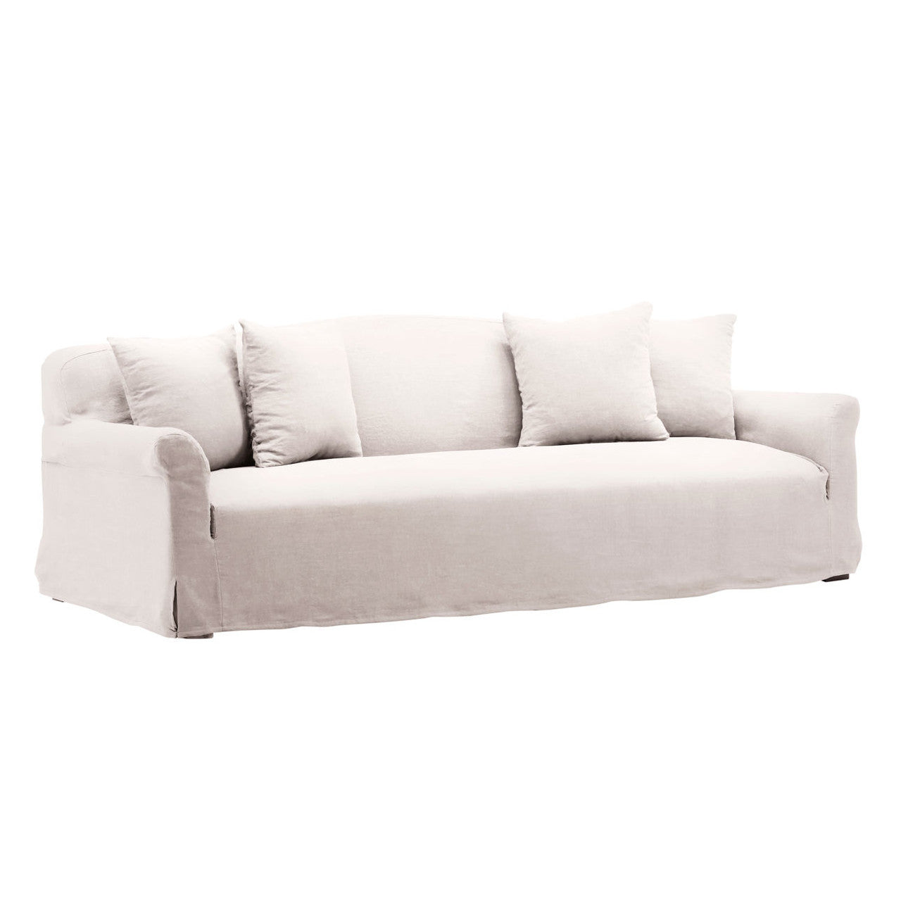 Chelsea Natural Linen Slipcovered Camelback Sofa 96"