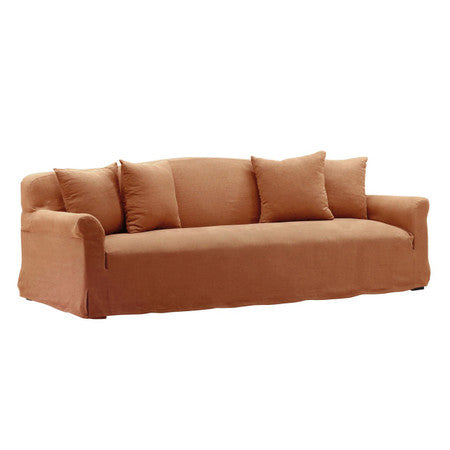 Chelsea Sienna Linen Slipcovered Camelback Sofa 96"