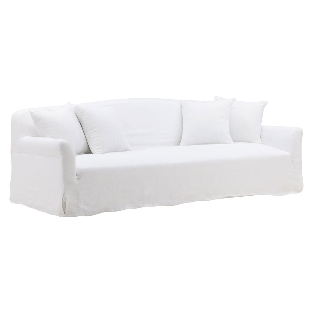 Chelsea White Linen Slipcovered Camelback Sofa 96"