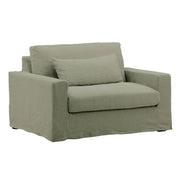 Luna Green Linen Slipcovered Track Arm Chair and Half 49"