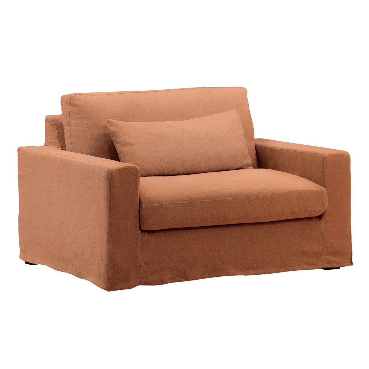 Luna Sienna Linen Slipcovered Track Arm Chair and Half 49"