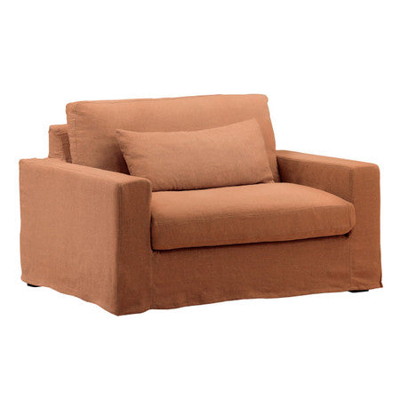 Luna Sienna Linen Slipcovered Track Arm Chair and Half 49"