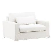 Luna White Linen Slipcovered Track Arm Chair and Half 49"