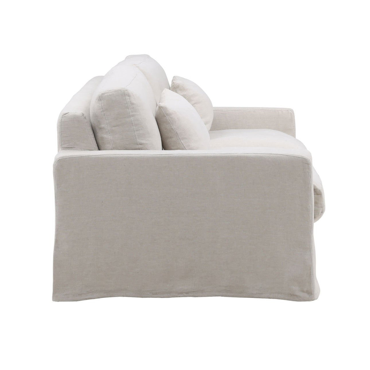 Luna Natural Linen Upholstered Slipcovered Track Arm Sofa 92"