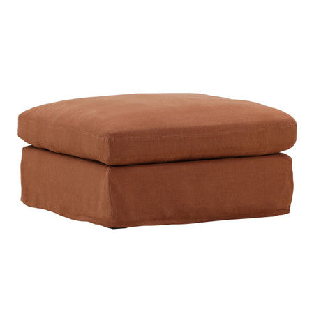 Luna Sienna Linen Upholstered Slipcover Ottoman 35"
