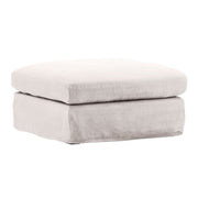 Luna Natural Linen Upholstered Slipcover Ottoman 35"