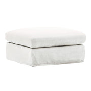 Luna White Linen Upholstered Slipcover Ottoman 35"