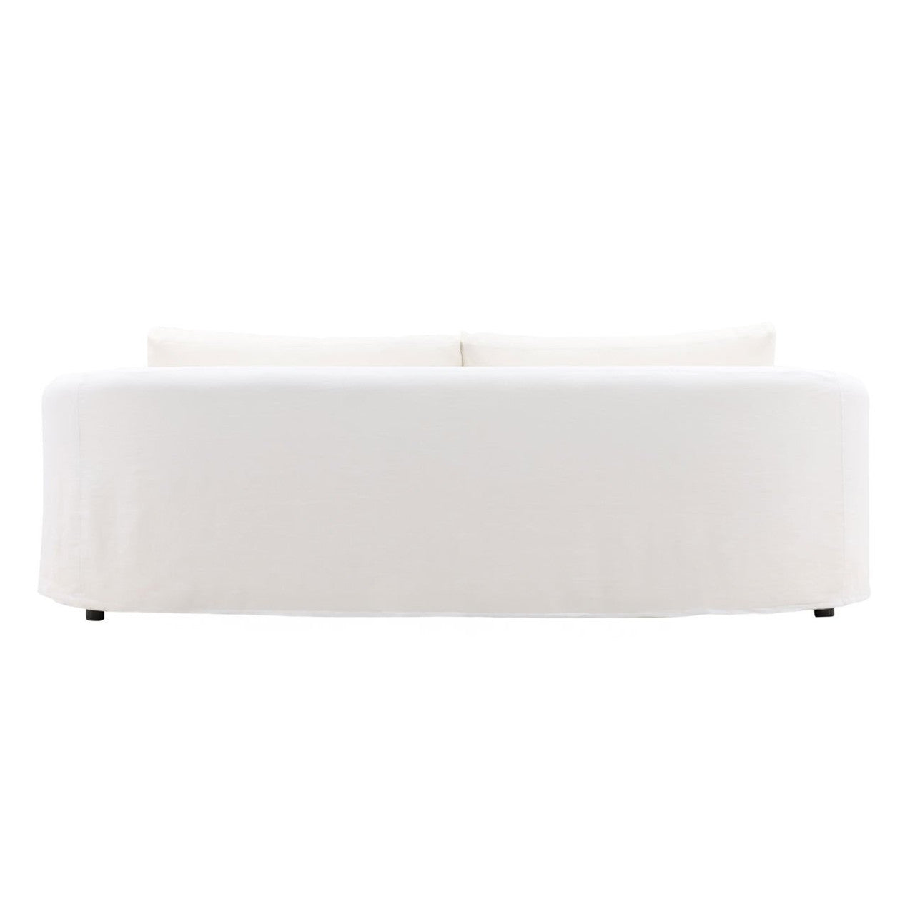 Florence White Linen Slipcovered Curved Back Sofa 98"
