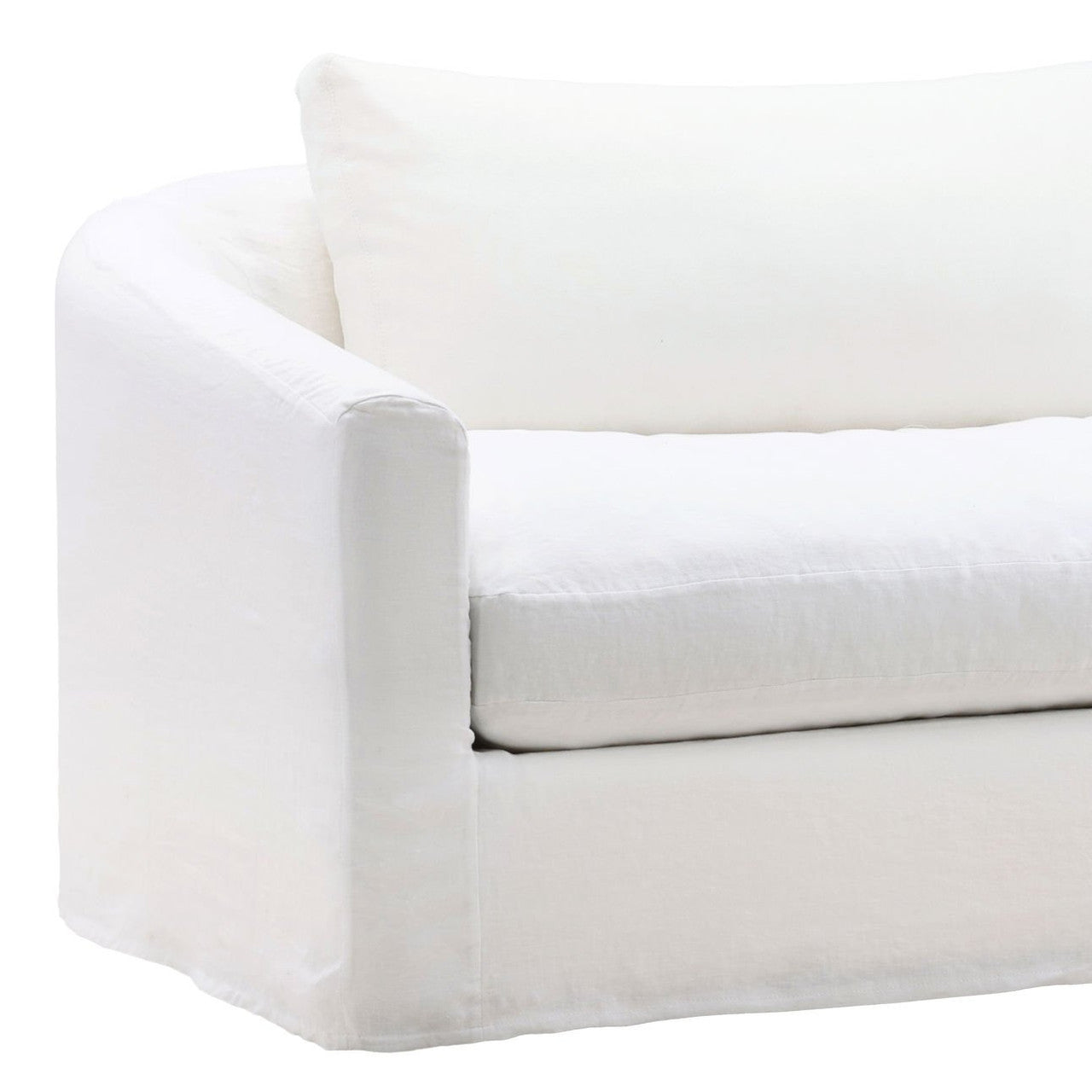 Florence White Linen Slipcovered Curved Back Sofa 98"