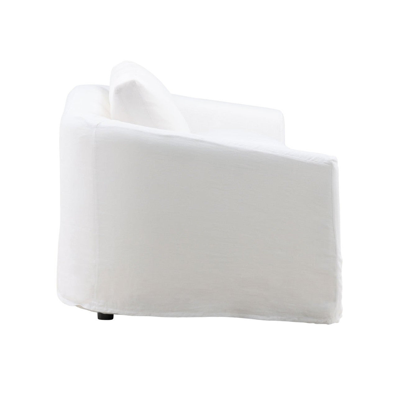 Florence White Linen Slipcovered Curved Back Sofa 98"