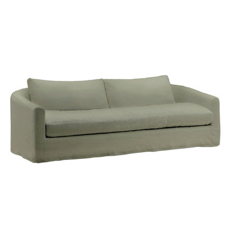 Florence Green Linen Slipcovered Curved Back Sofa 98"