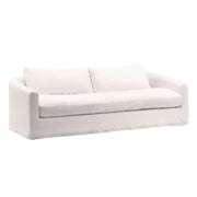 Florence Natural Linen Slipcovered Curved Back Sofa 98"