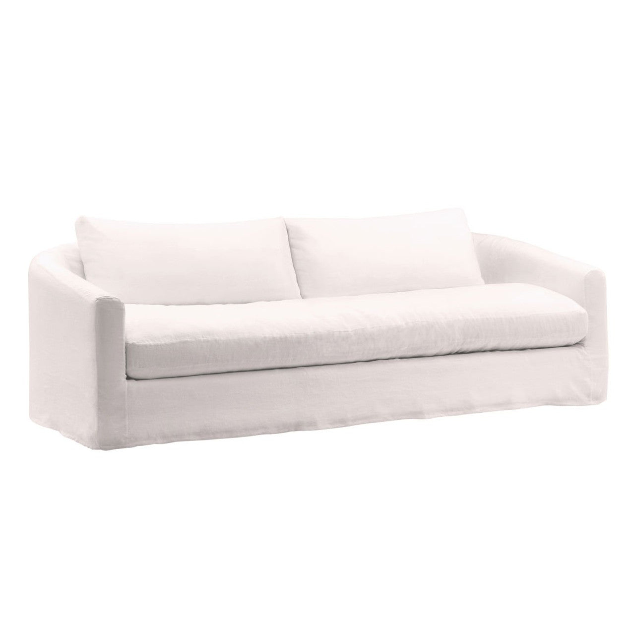 Florence Natural Linen Slipcovered Curved Back Sofa 98"