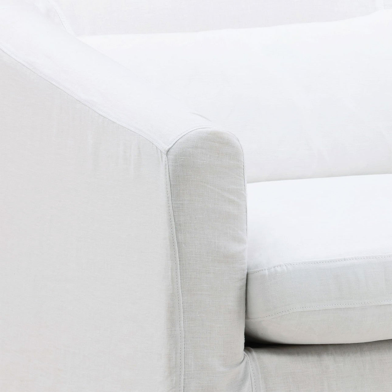 Florence White Linen Slipcovered Curved Back Chair 39"