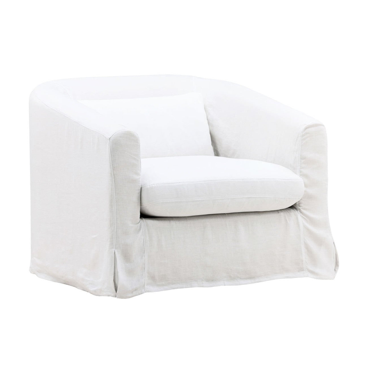 Florence White Linen Slipcovered Curved Back Chair 39"