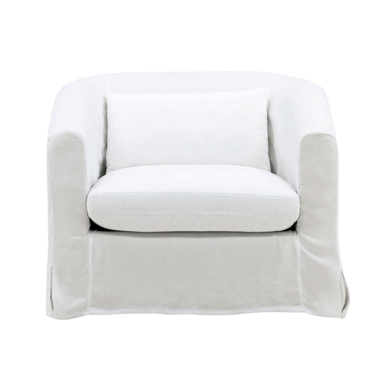 Florence White Linen Slipcovered Curved Back Chair 39"