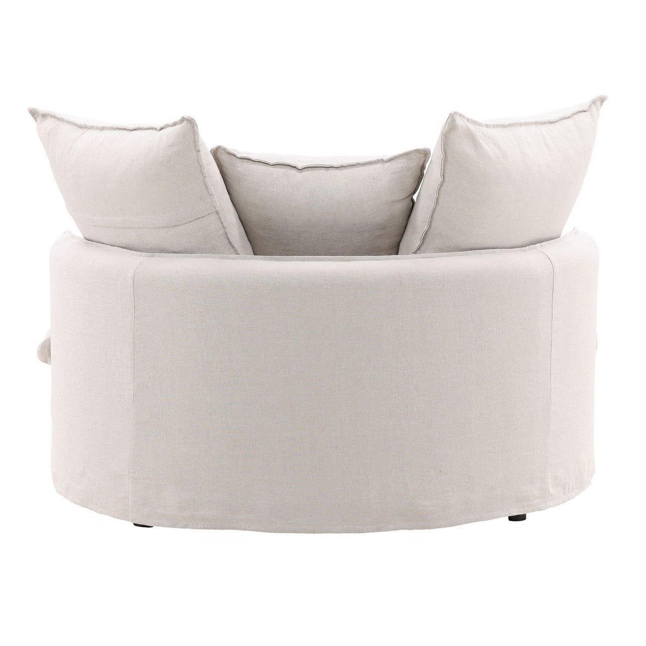 Cloud Natural Linen Slipcovered Media Lounge Round Chair 54"