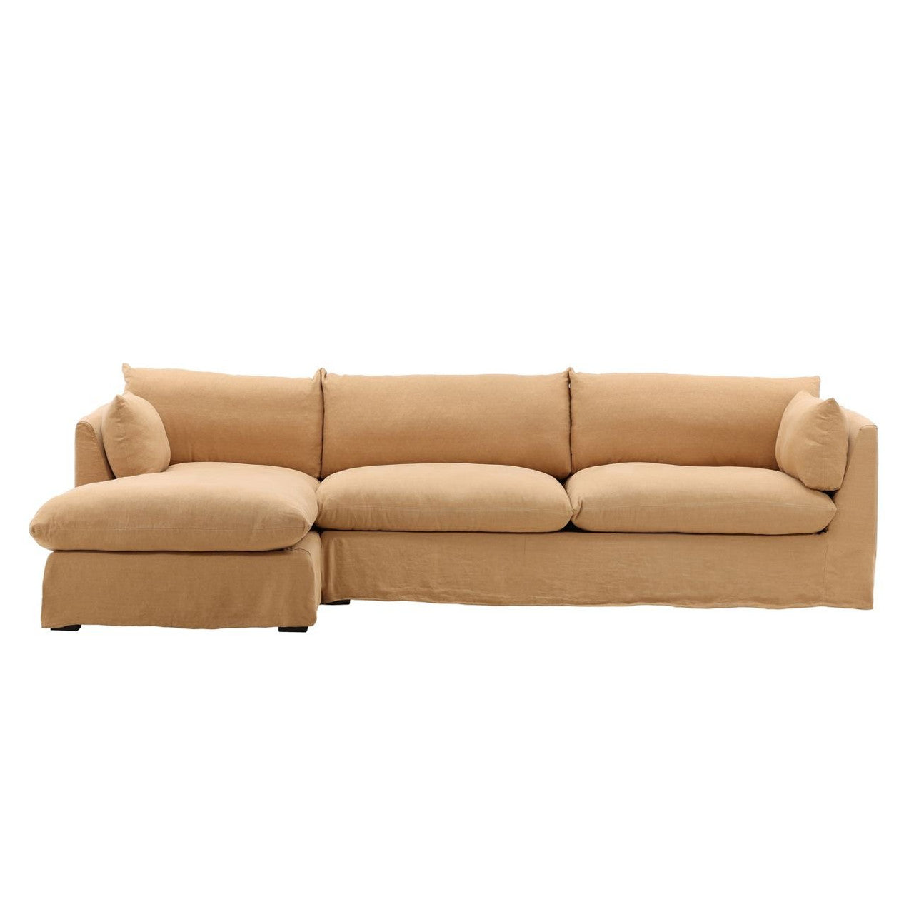 Lounge Wheat Linen Slipcovered 2-Piece Sectional Sofa 123"-LAF