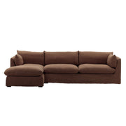 Lounge Brown Linen Slipcovered 2-Piece Sectional Sofa 123"-LAF