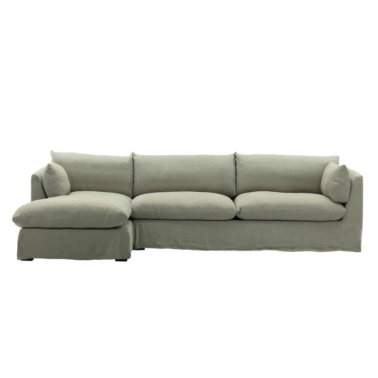 Lounge Green Linen Slipcovered 2-Piece Sectional Sofa 123"-LAF