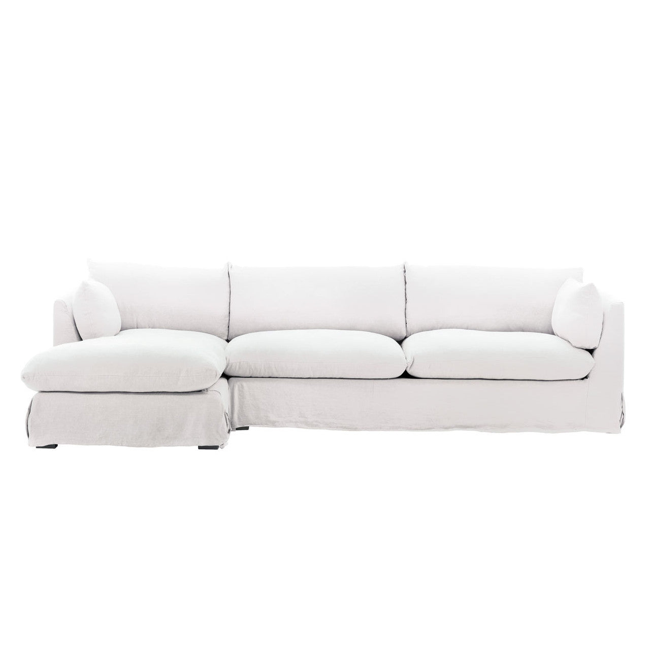 Lounge White Linen Slipcovered 2-Piece Sectional Sofa 123"-LAF