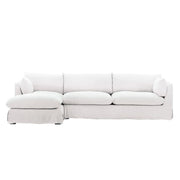 Lounge White Linen Slipcovered 2-Piece Sectional Sofa 123"-LAF