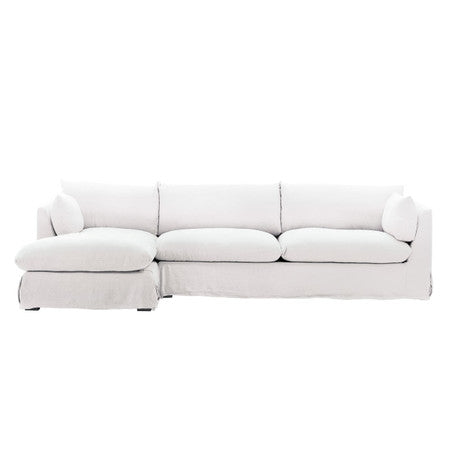 Lounge White Linen Slipcovered 2-Piece Sectional Sofa 123"-LAF