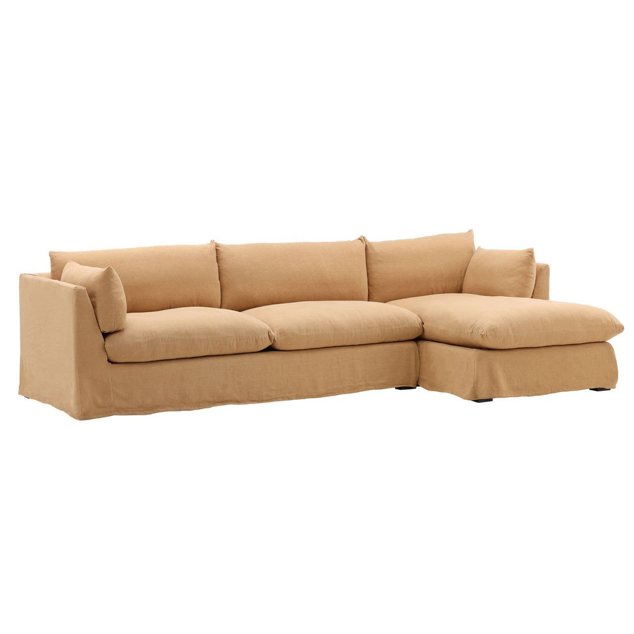 Lounge Wheat Linen Slipcovered 2-Piece Sectional Sofa 123"-RAF