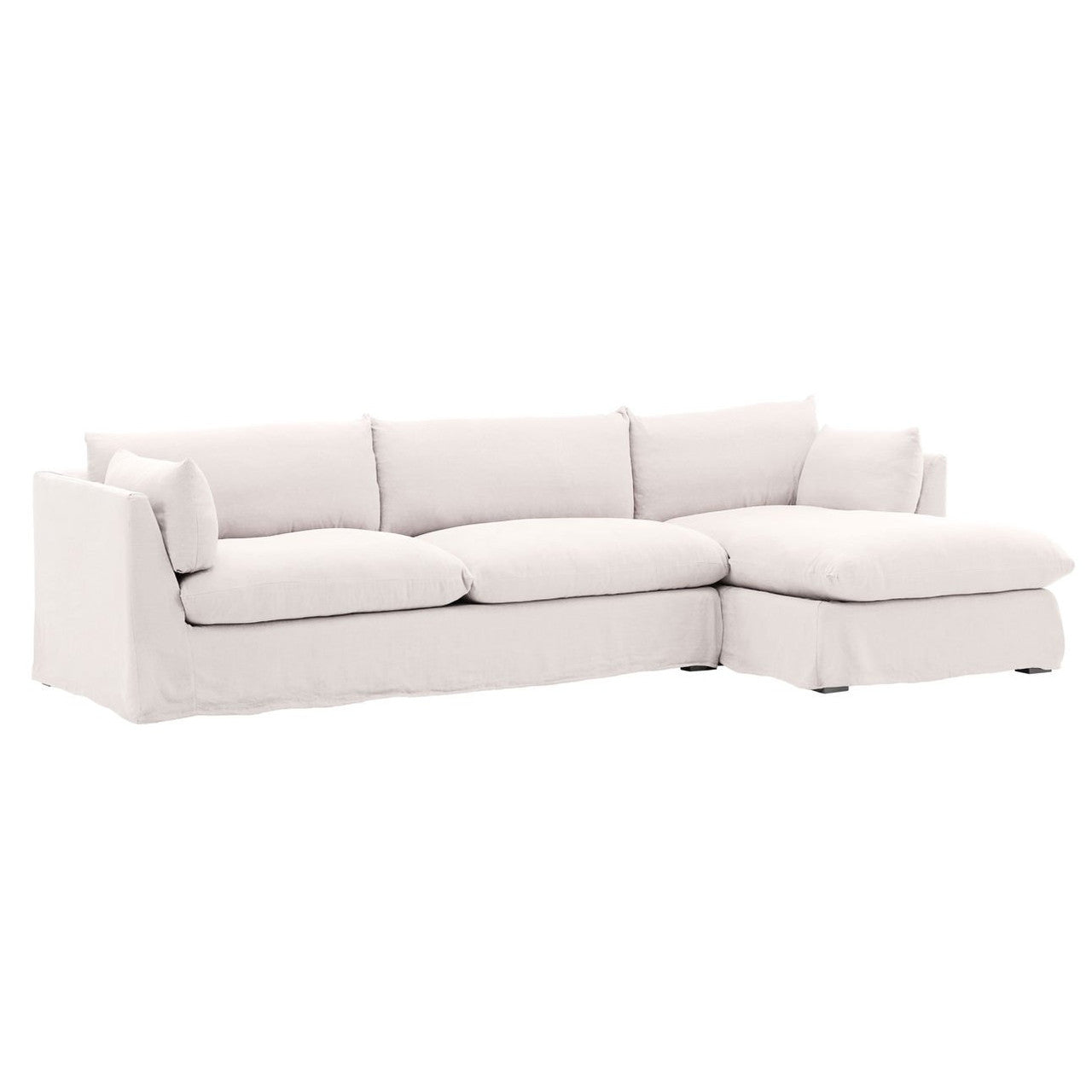 Lounge Natural Linen Slipcovered 2-Piece Sectional Sofa 123"-RAF