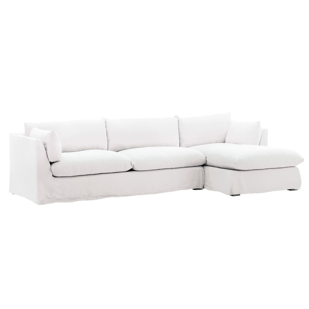 Lounge White Linen Slipcovered 2-Piece Sectional Sofa 123"-RAF